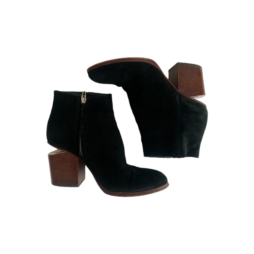 Alexander Wang "Gabi" Black Suede Ankle Cut Out Heel Boots Size US 9.5 - Picture 2 of 9